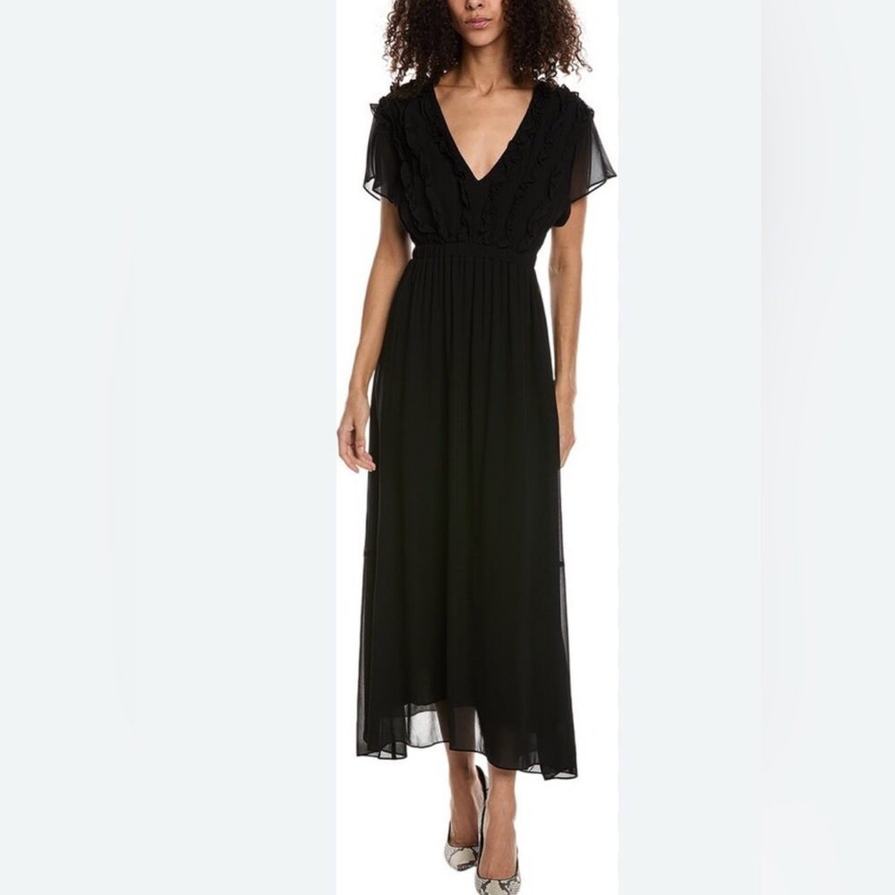 The Kooples Black Maxi Dress “Crazy Flounces” size 8 or 3
